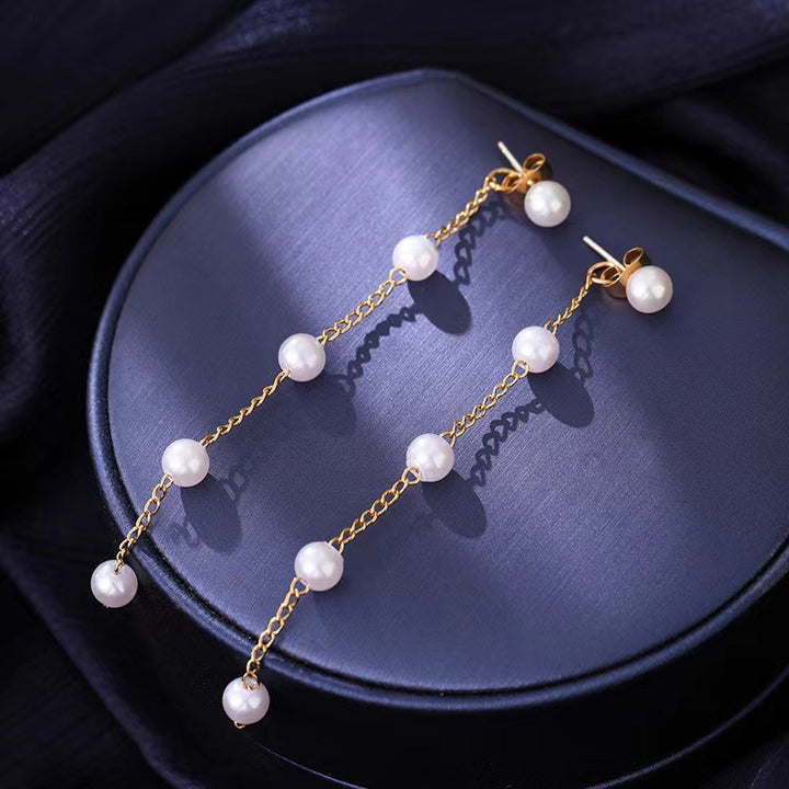 Pearl Chain Drop Earrings Bowlift
