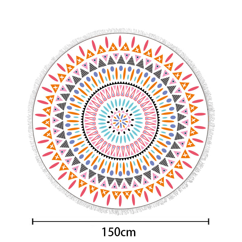 Round beach towel with artistic lotus motif Bowlift