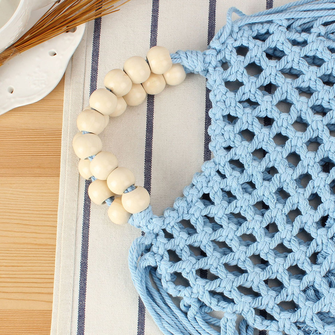Handmade Macrame Bag with Wooden Handles Bowlift