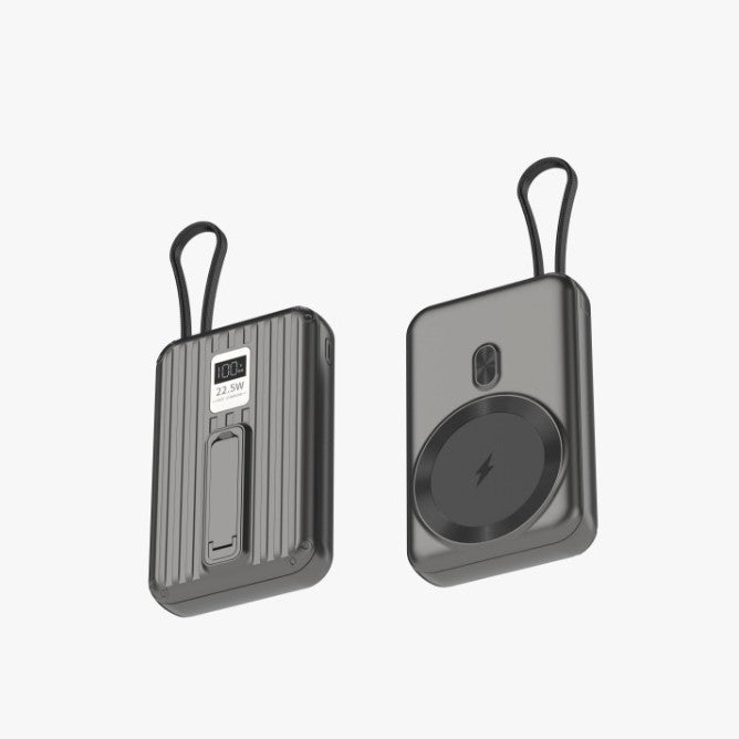 Portable power bank with integrated magnetic charger and digital display Bowlift