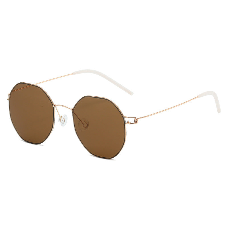 Women's geometric sunglasses with high-quality metal frame and mirrored lenses Bowlift