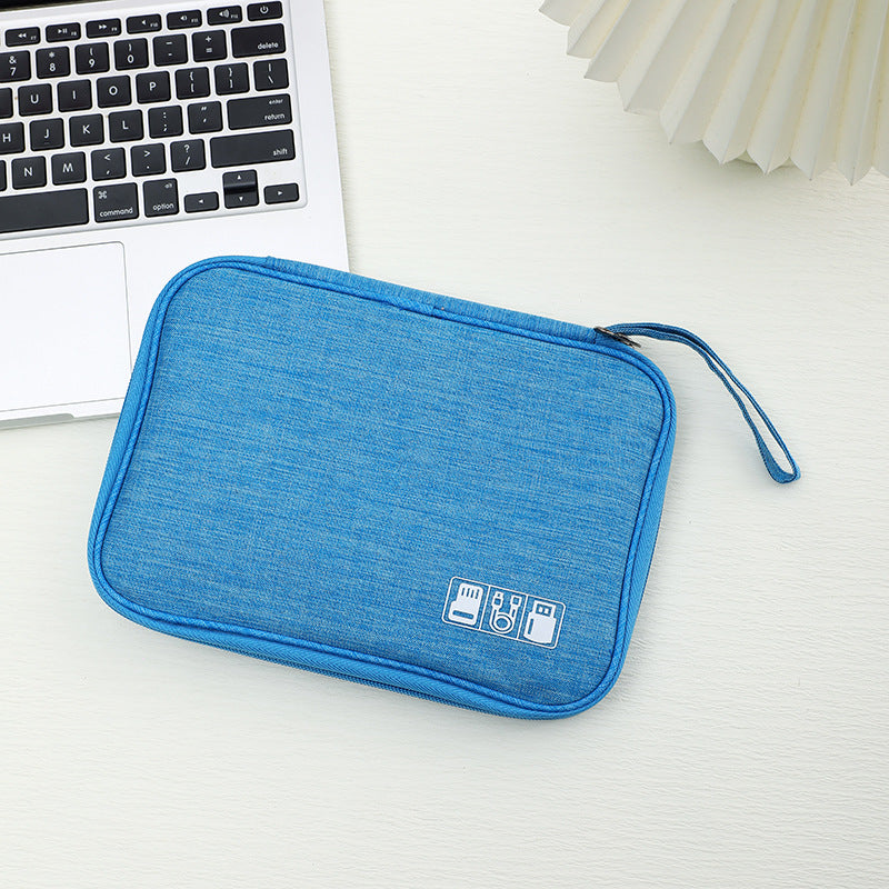 Padded Travel Electronics Organizer Pouch with Elastic Cable Loops & Mesh Pocket Bowlift