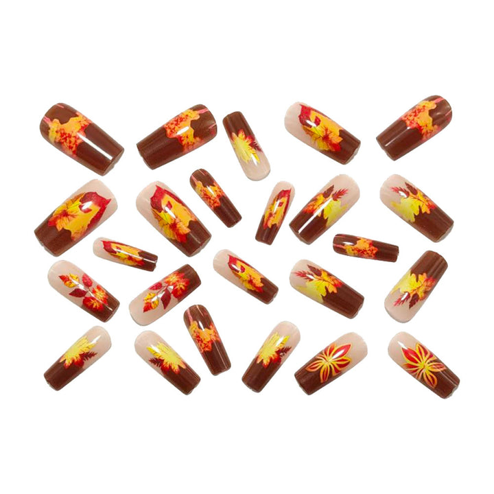 Artificial nails in elegant autumn design with leaf motifs Bowlift