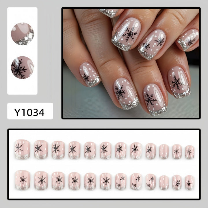 Artificial nails in festive snowflake design Bowlift