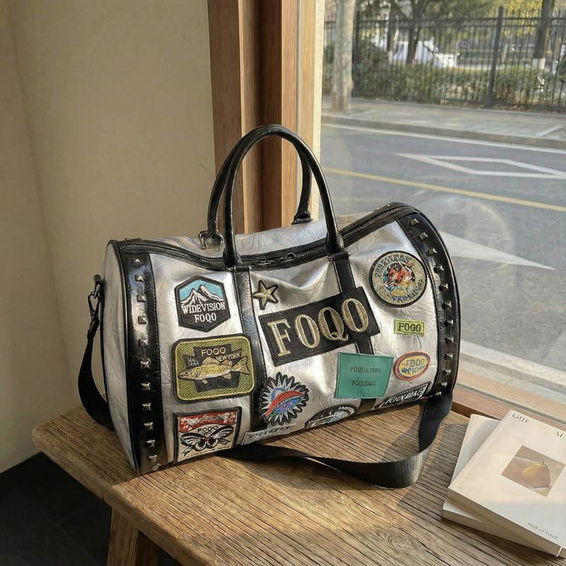 Stylish Patchwork Travel Duffel Bag Bowlift