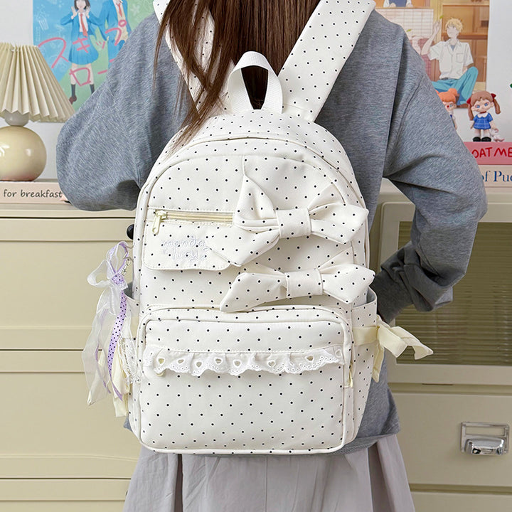Backpack with Playful Bows and Practical Storage Solutions Bowlift