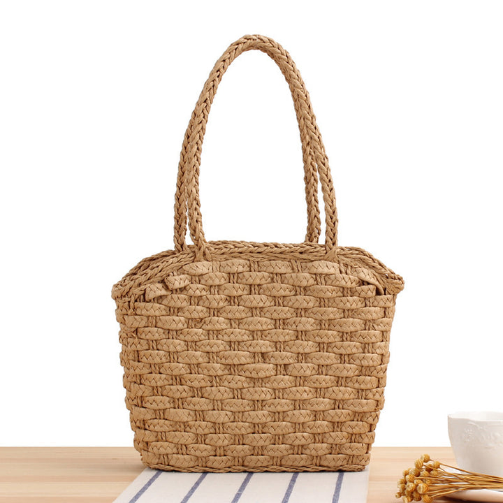 Braided shopping bag with reinforced bottom and long carrying handles Bowlift