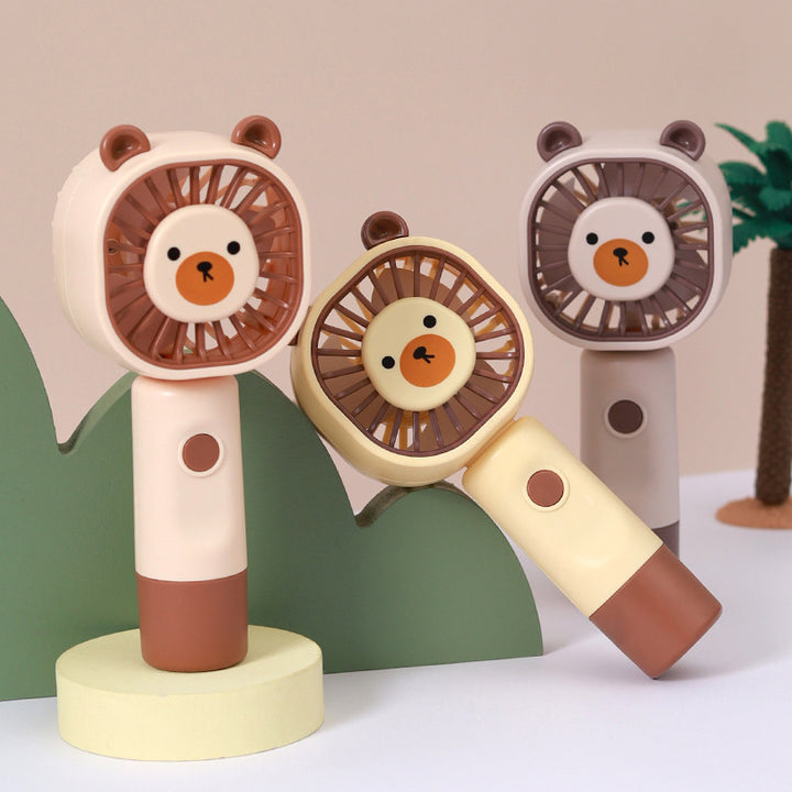 Women's Portable Hand Fan with Cute Bear Design Bowlift