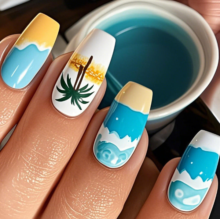 Tropical Beach Scene Nail Art Bowlift
