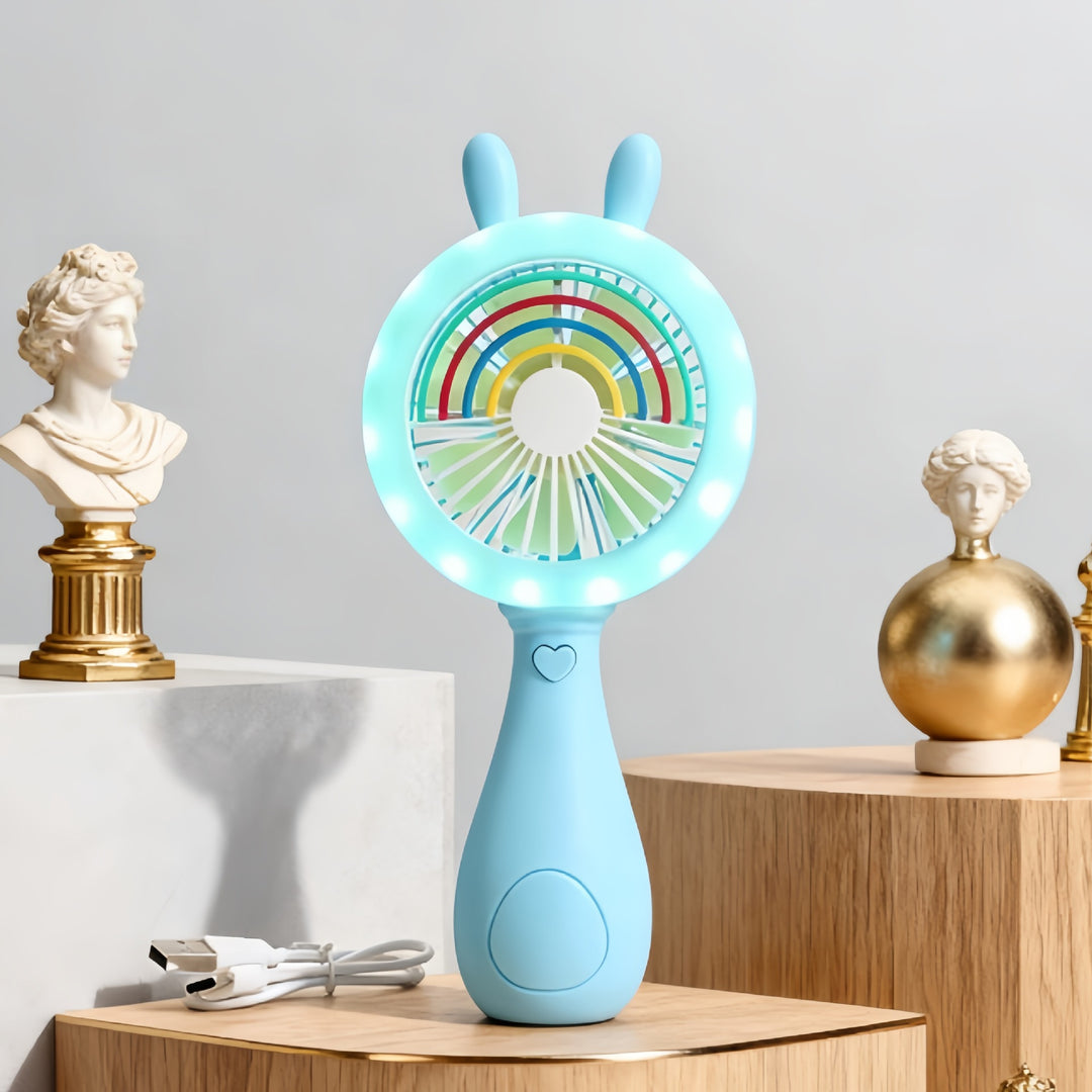 Women's portable handheld fan with cute animal design and ergonomic grip design Bowlift