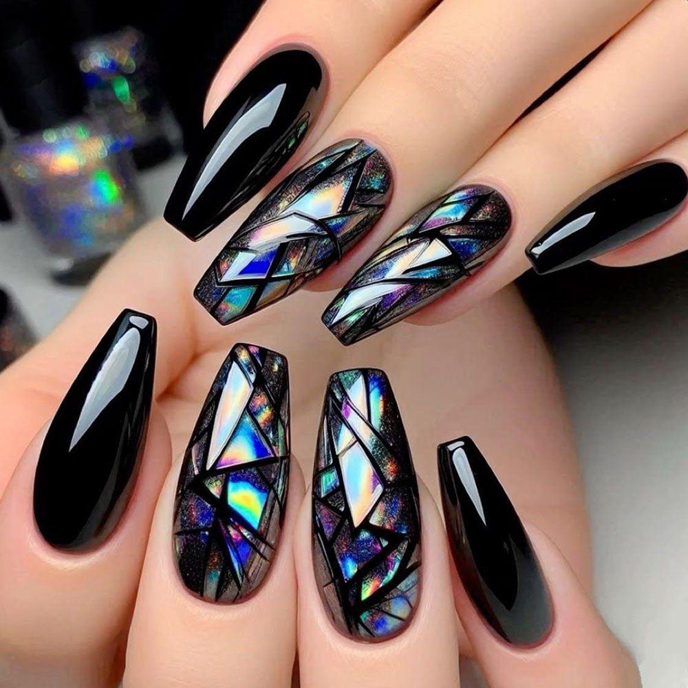 Artificial nails with elegant geometric design Bowlift