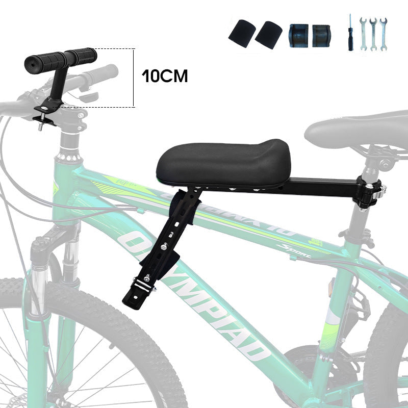 rear frame-mounted padded child bike seat with triple loop backrest and adjustable clamp Bowlift