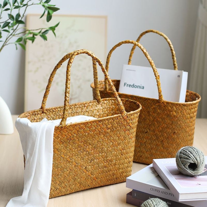 Woven Straw Shopping Basket Bowlift