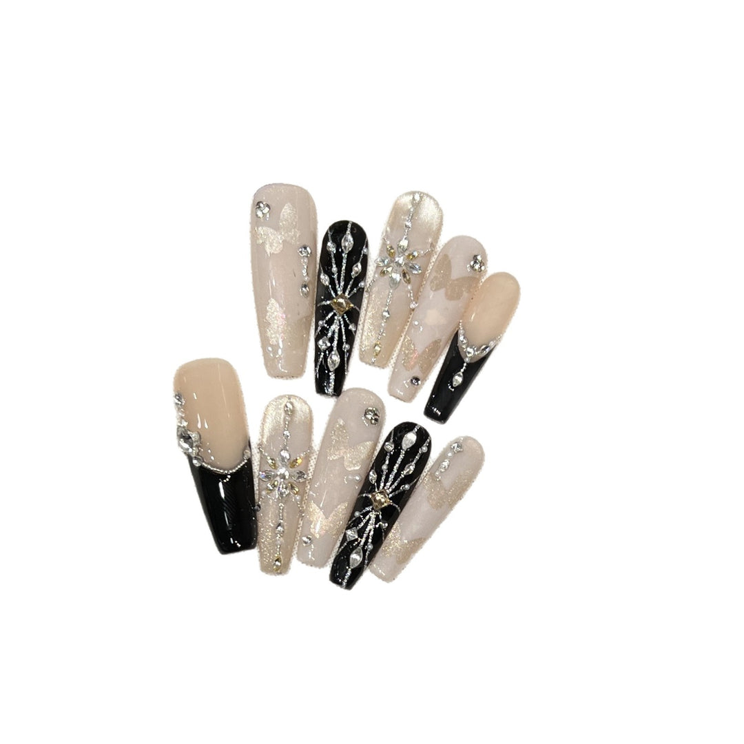 Elegant Butterfly-Inspired Press-On Nail Art Set Bowlift