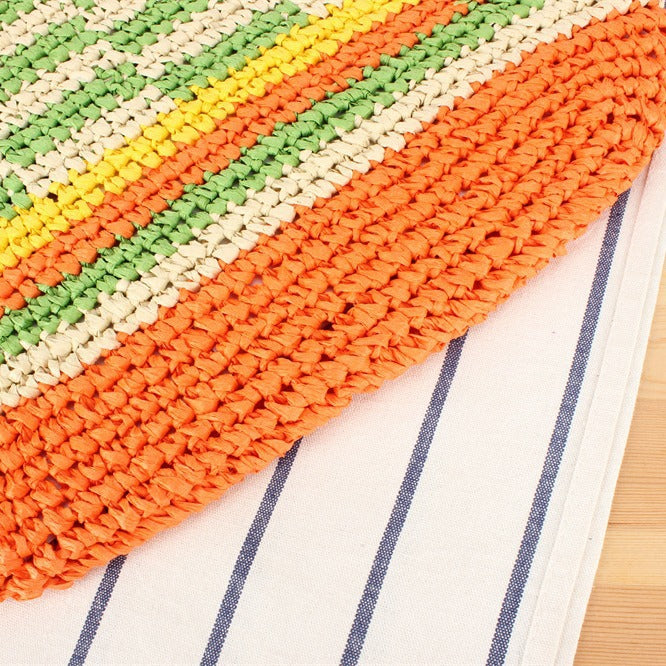 Large straw shopper with creative striped patterns Bowlift