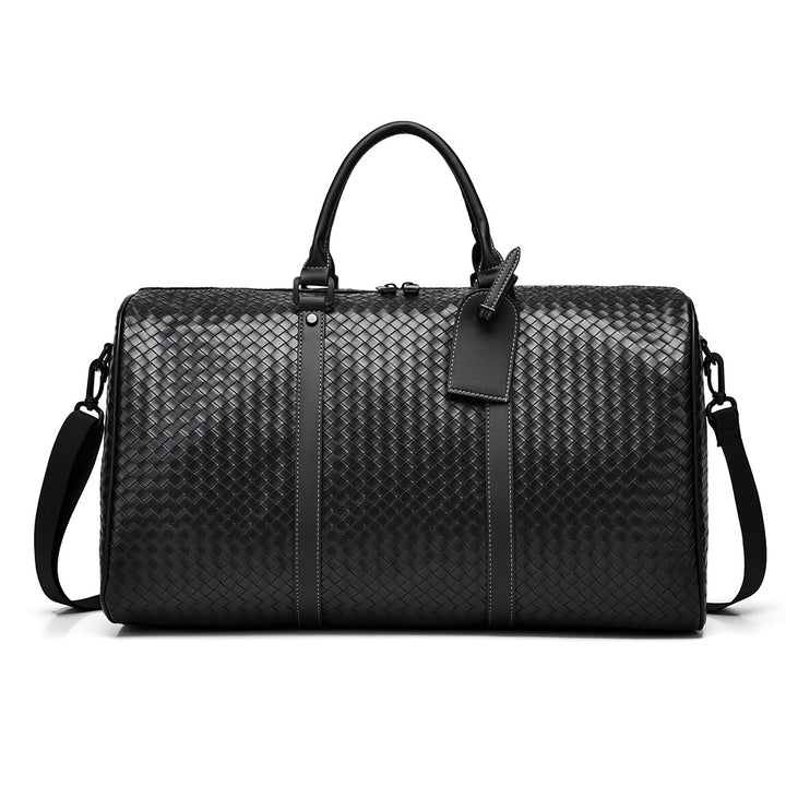 Woven Faux Leather Travel Duffel Bag Bowlift