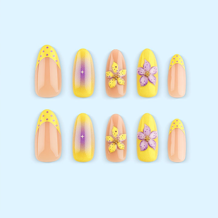 Premium Artificial Nails with intricate floral decorations Bowlift