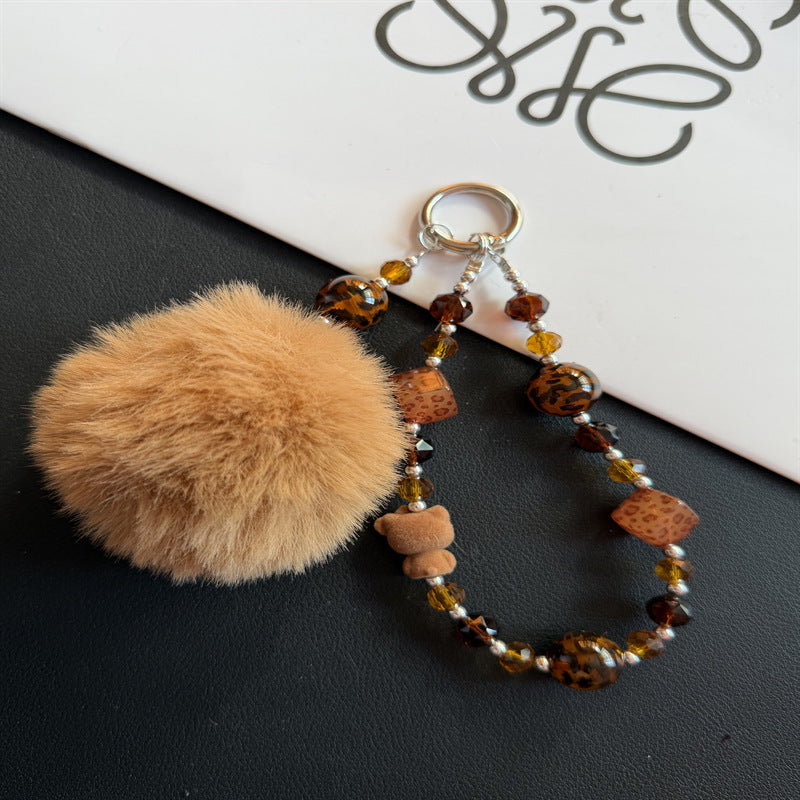Playful Faux Fur Pom Pom Keychain Bowlift