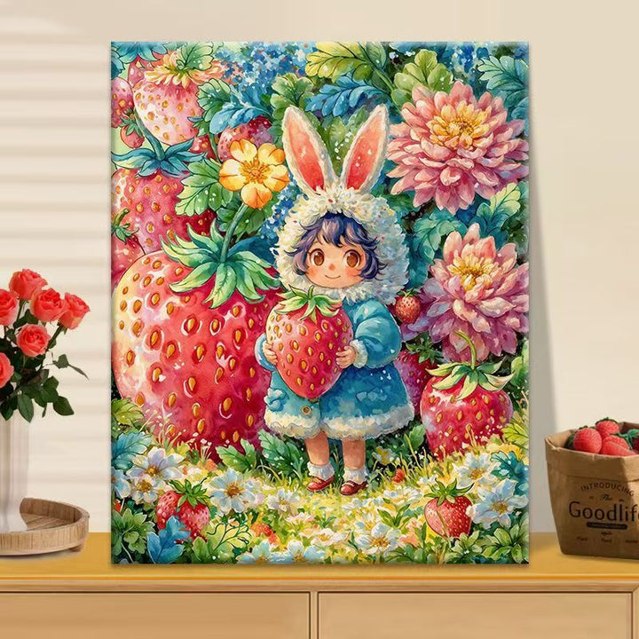 Whimsical Strawberry Garden Canvas Art Bowlift