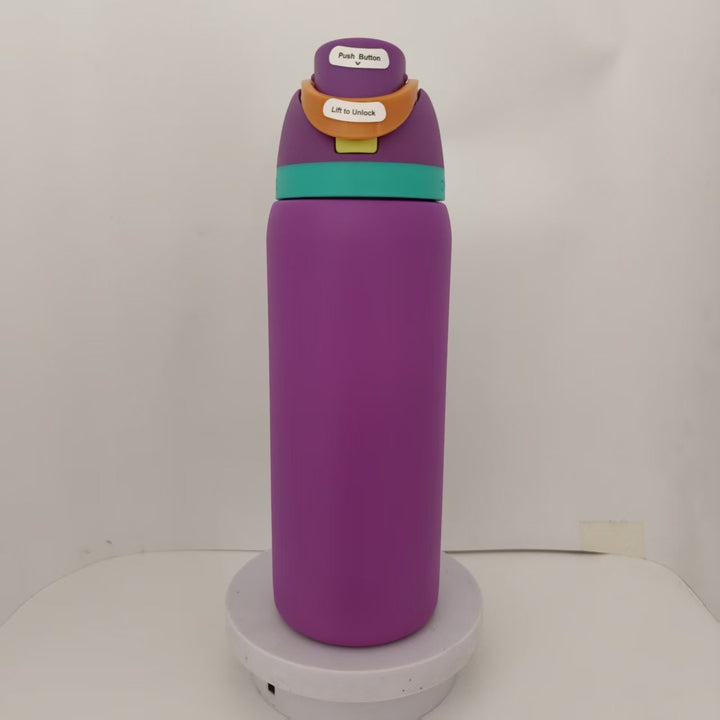 Double-Wall Vacuum Insulated Stainless Steel Travel Bottle With Flip Straw Leakproof Lid And Character Print