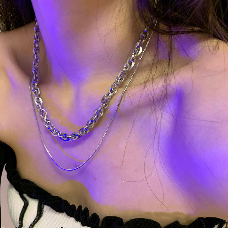 Layered Textured Chain Necklace Bowlift