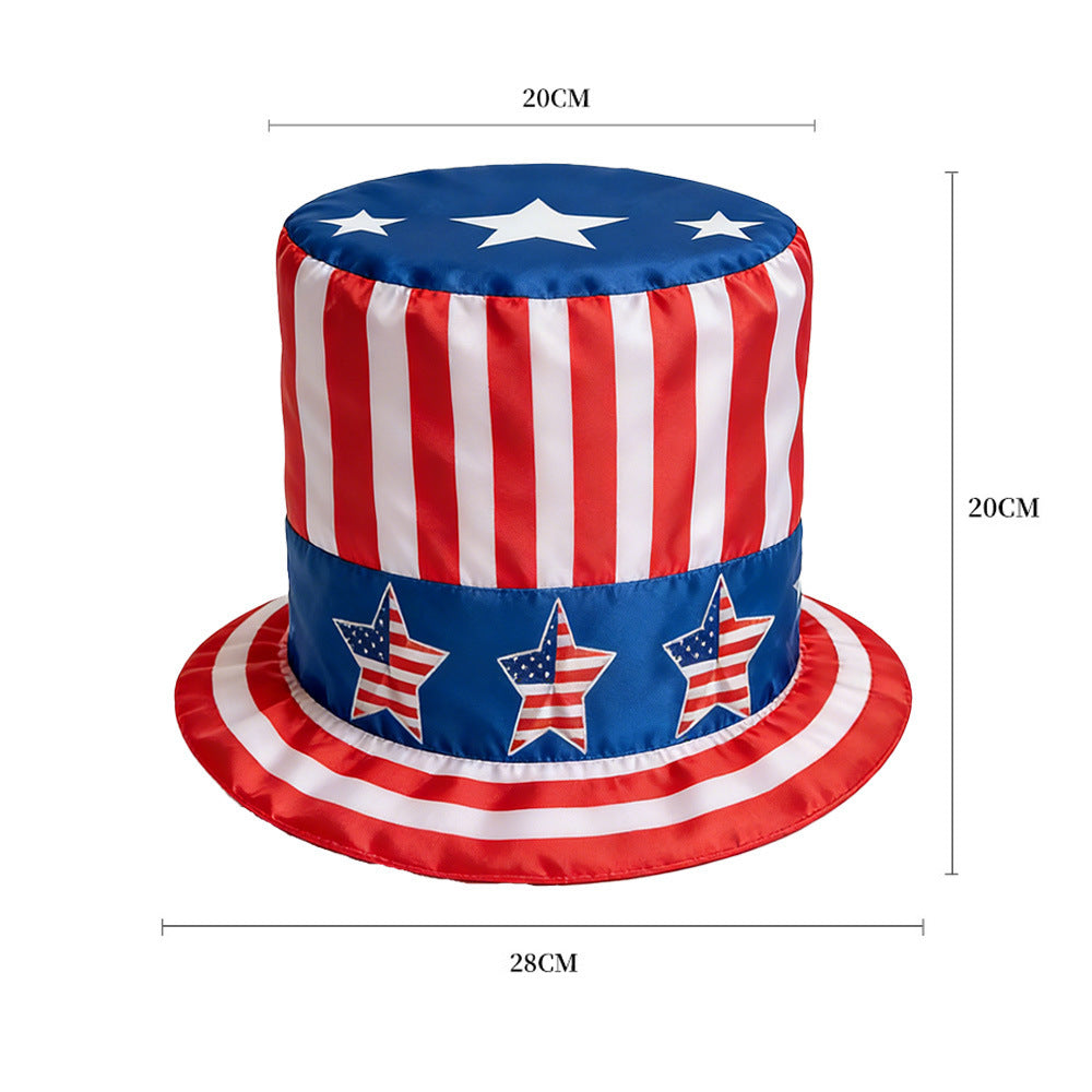 Unisex nano patriotic party top hat with Independence Day motif and lightweight polyester construction One size Bowlift