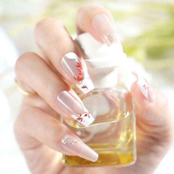 Elegant Floral Press-On Nail Design Bowlift