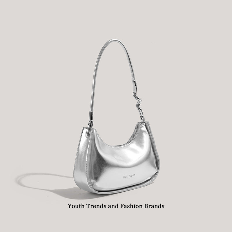 Sleek Metallic Evening Shoulder Bag Bowlift