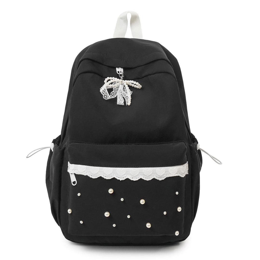 Decorative Pearl-Embellished Backpack Bowlift