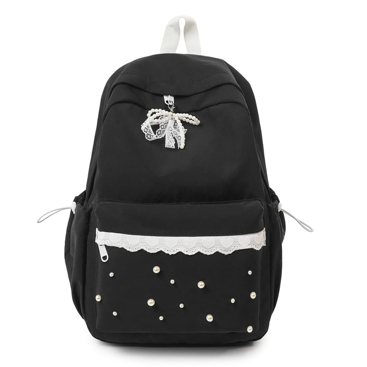Decorative Pearl-Embellished Backpack Bowlift