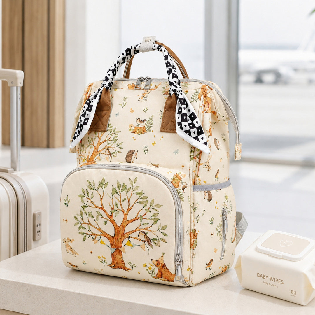 Floral Print Multi-Functional Diaper Backpack Bowlift