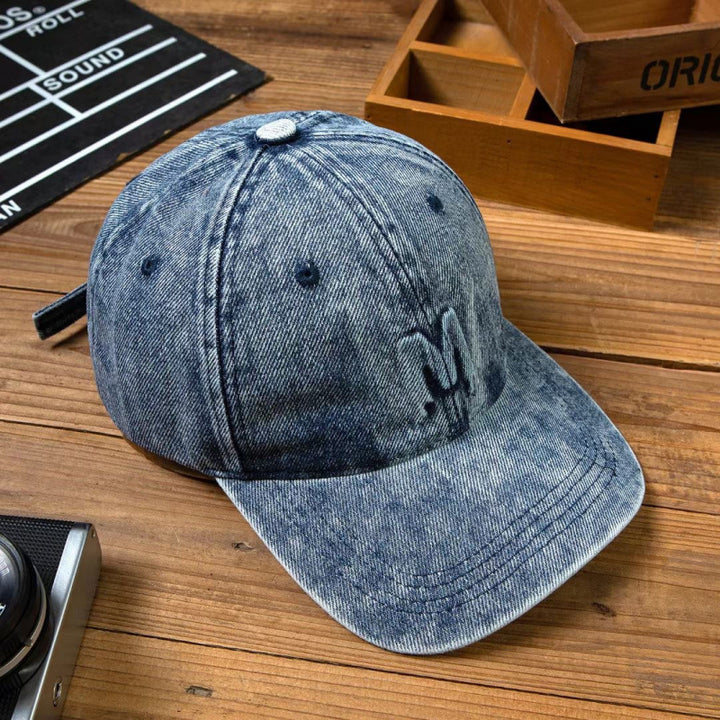Men's Distressed Denim Baseball Cap Bowlift