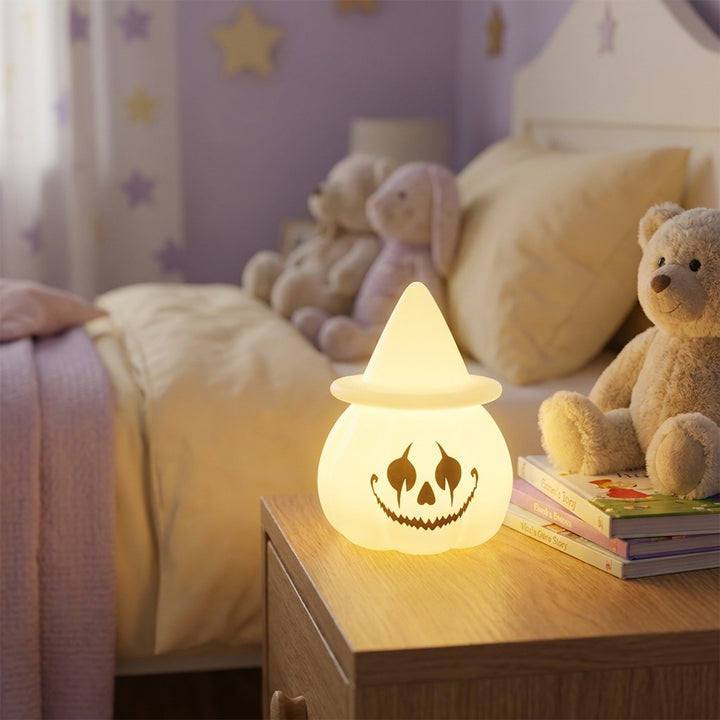 Halloween LED Pumpkin Mood Light with Witch Hat