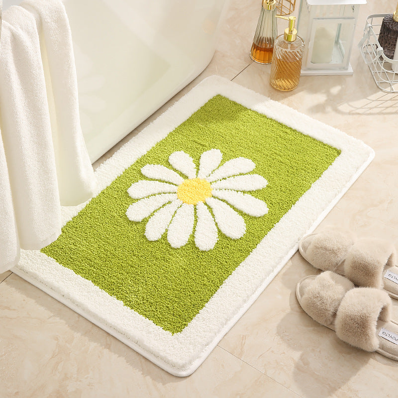 Floral Patterned Plush Bath Mat Bowlift