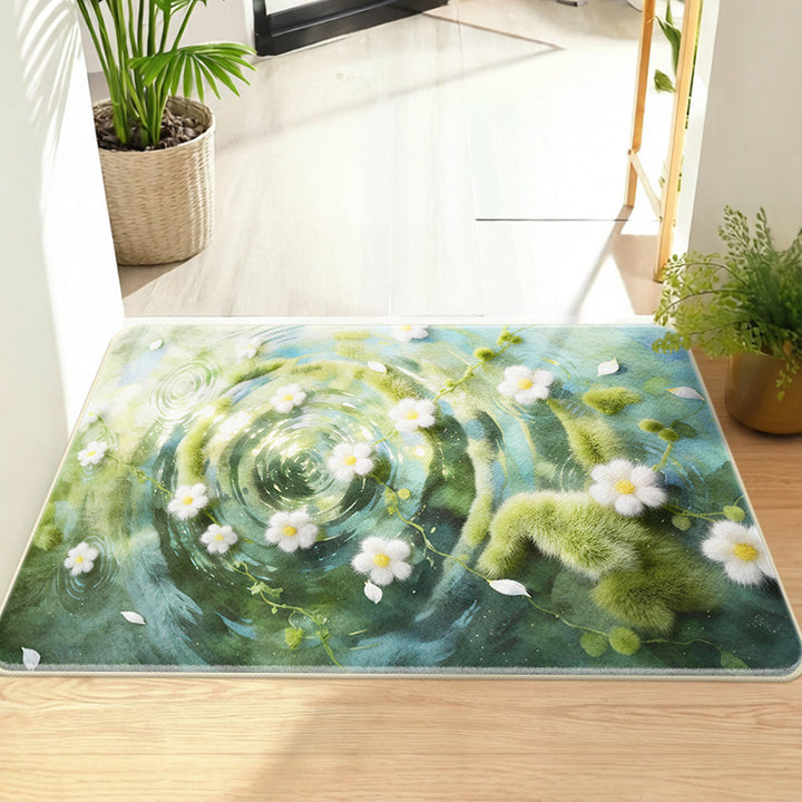 Floral-Themed Memory Foam Bath Mat Bowlift