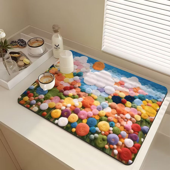 Floral-Themed Kitchen Mat Bowlift