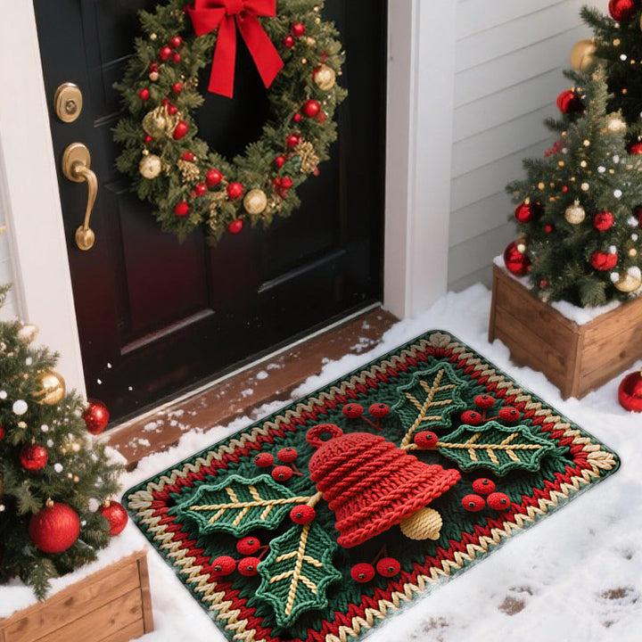 Festive Indoor Outdoor Welcome Mat Bowlift