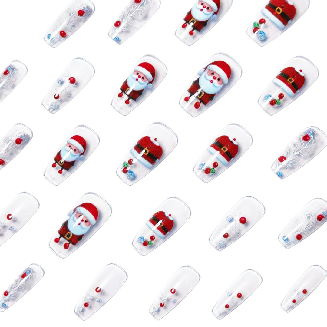 Artificial nails in festive Christmas design Bowlift