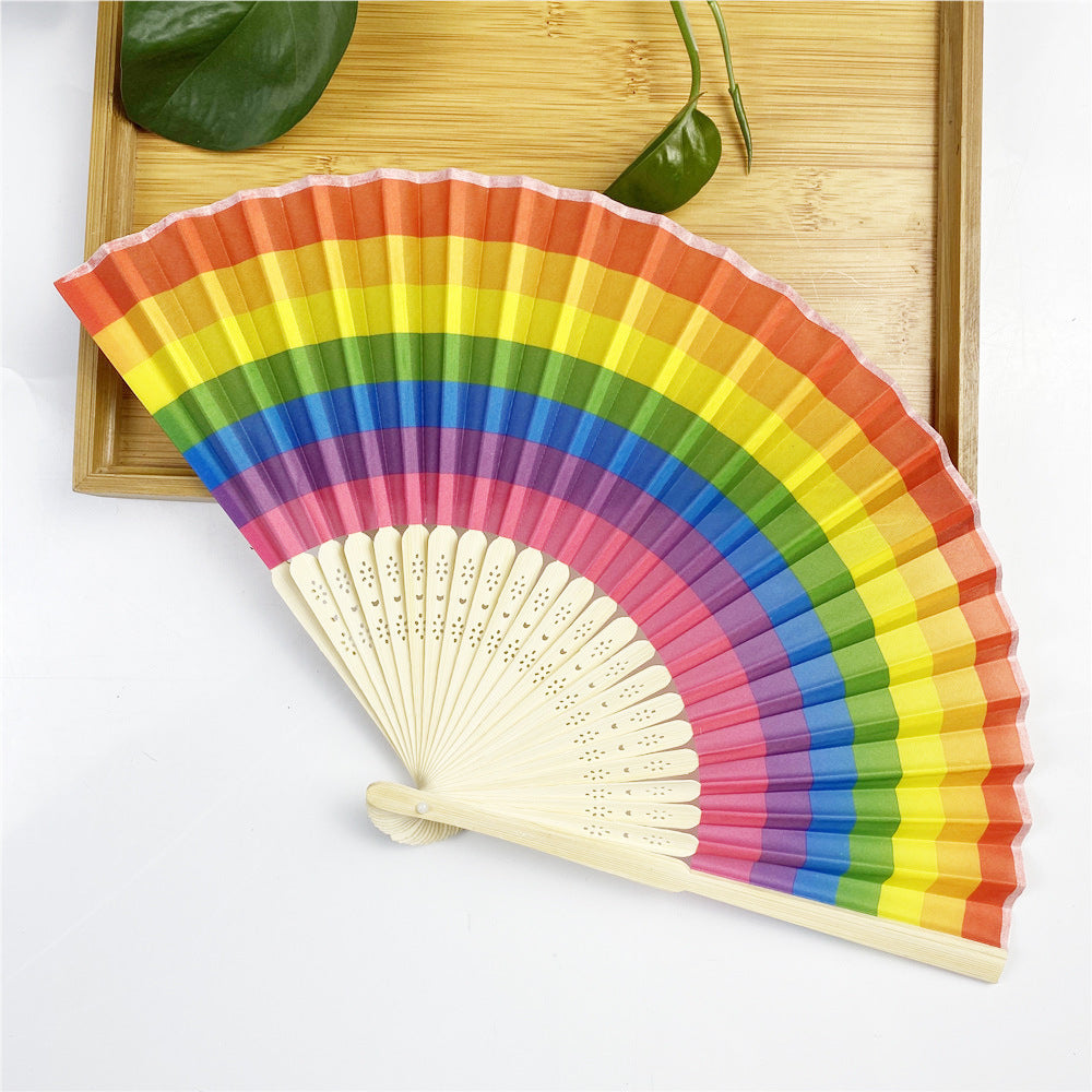 Women's colorful hand fan with artistic design Bowlift