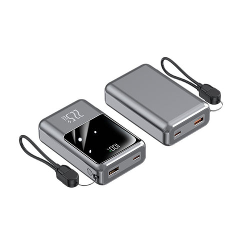 Portable power bank with multifunctional charging cable and digital display Bowlift