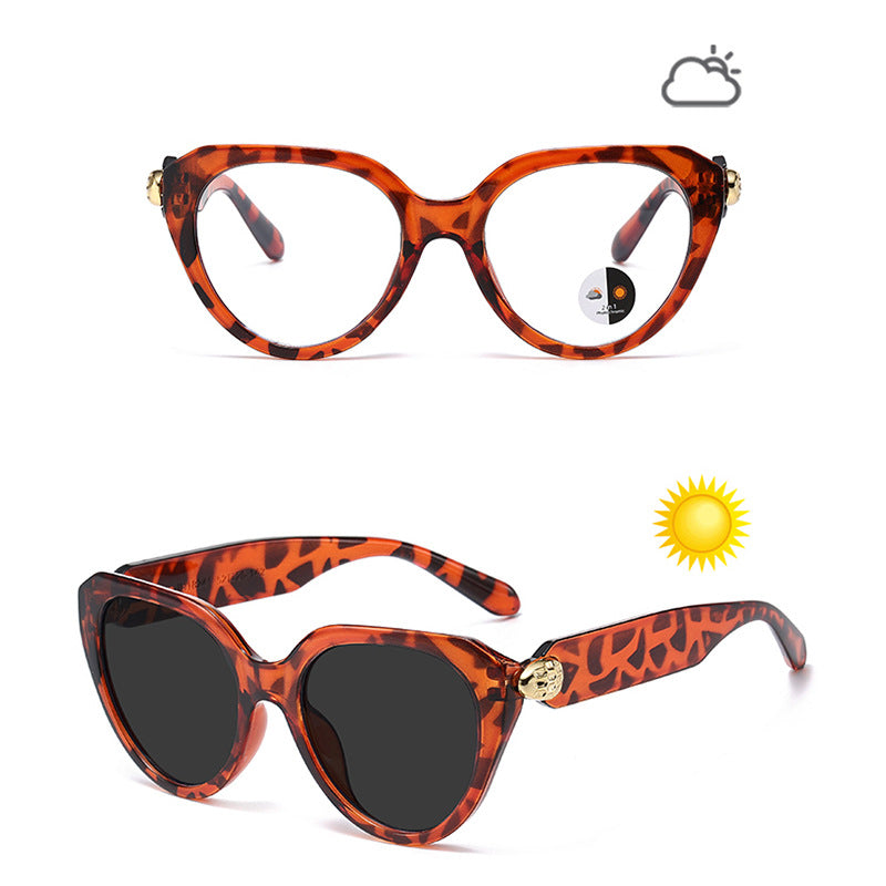 Ladies Cat-Eye Sunglasses with Golden Accents and Protective UV Filter Bowlift