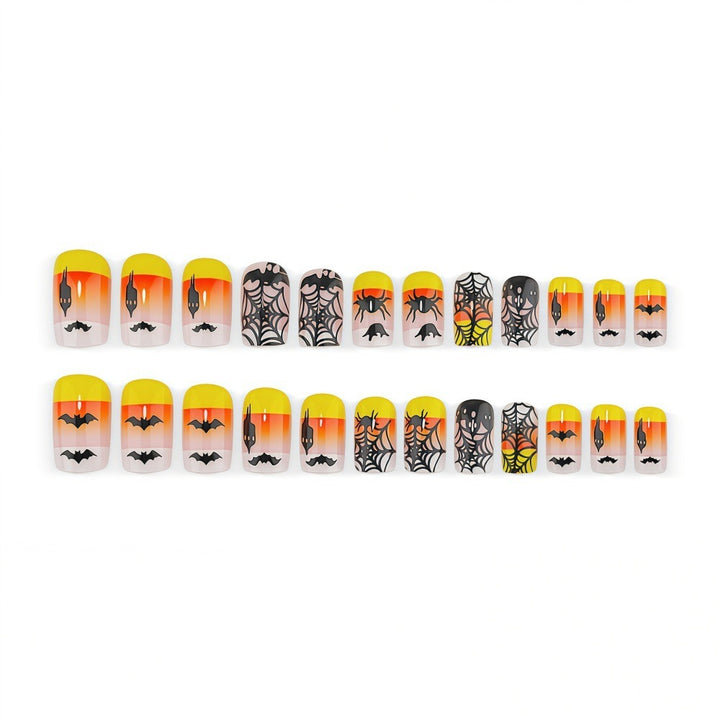 Creative Halloween-style artificial nails with spider and bat designs Bowlift