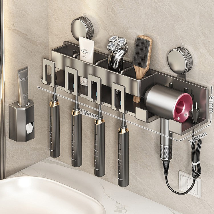 Wall-Mounted Hair Tool Organizer with Storage Compartment Bowlift