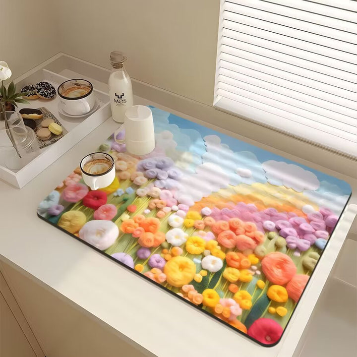 Floral-Themed Kitchen Mat Bowlift