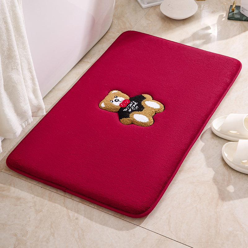 Cute Teddy Bear Plush Bath Mat Bowlift