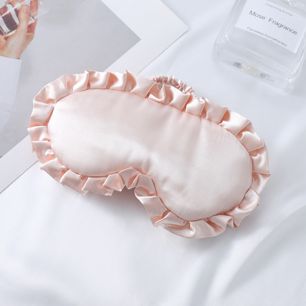 Women's nan satin-gloss eye mask with ergonomic contour, frilled ruffle edge, and gentle padding Bowlift