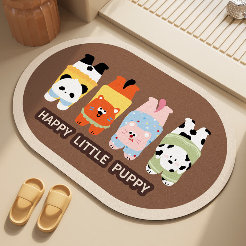 Playful Puppy-Themed Floor Mat