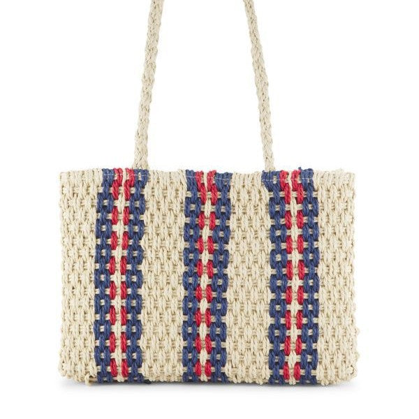 Handbag Made of Braided Natural Material with Colorful Accents Bowlift