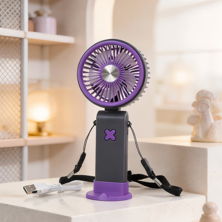 Ladies Portable Hand Fan with USB Connection and Flexible Carrying System Bowlift