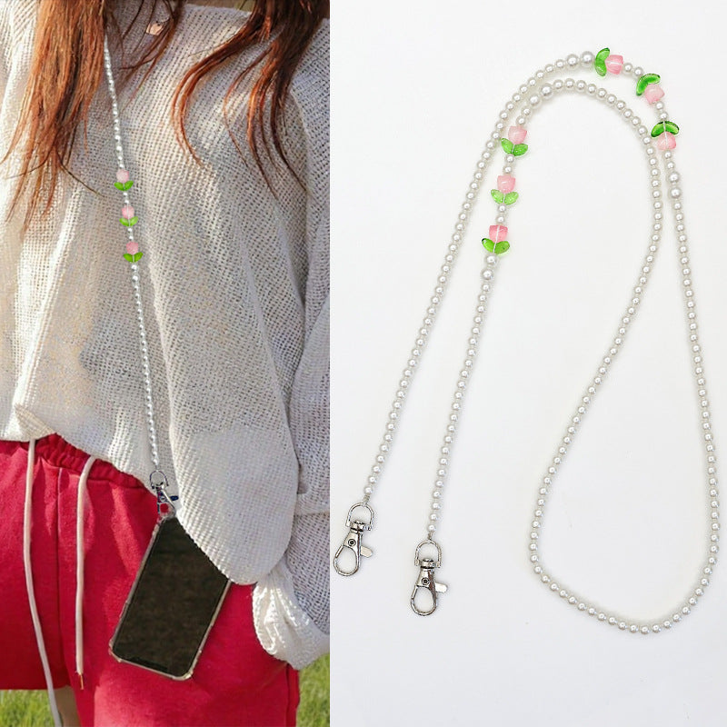 Beaded Eyewear Chain with Stylish Checker Design Bowlift